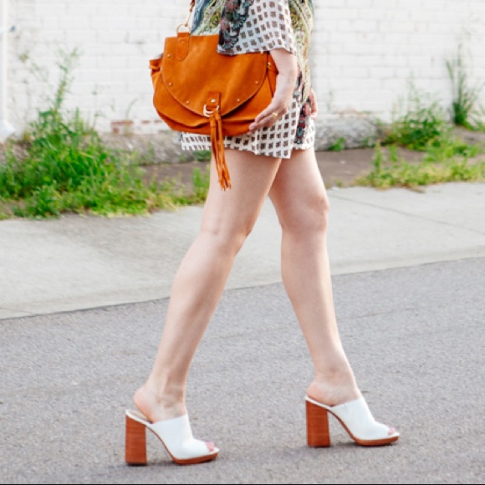 Frye Cream open toed mules with chunky heel - Picture 15 of 16